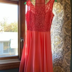 Bridesmaid lace pink dress
